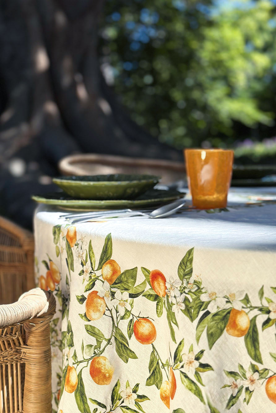 L'Orangerie Round Linen Tablecloth, 260cm