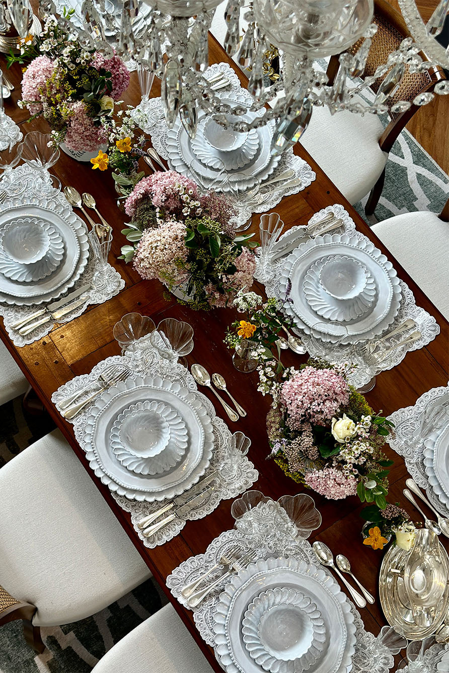'Eugenie' Lace Orchid Flower & Leaves Placemat, 35 x 50cm