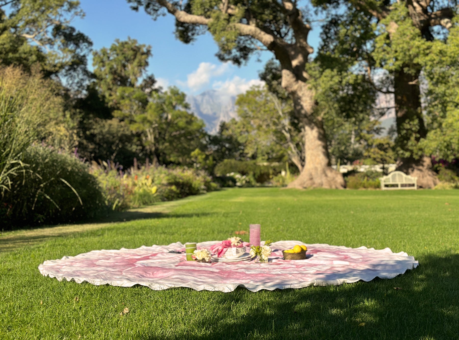 Pink Painted 'Peony' Linen Tablecloth