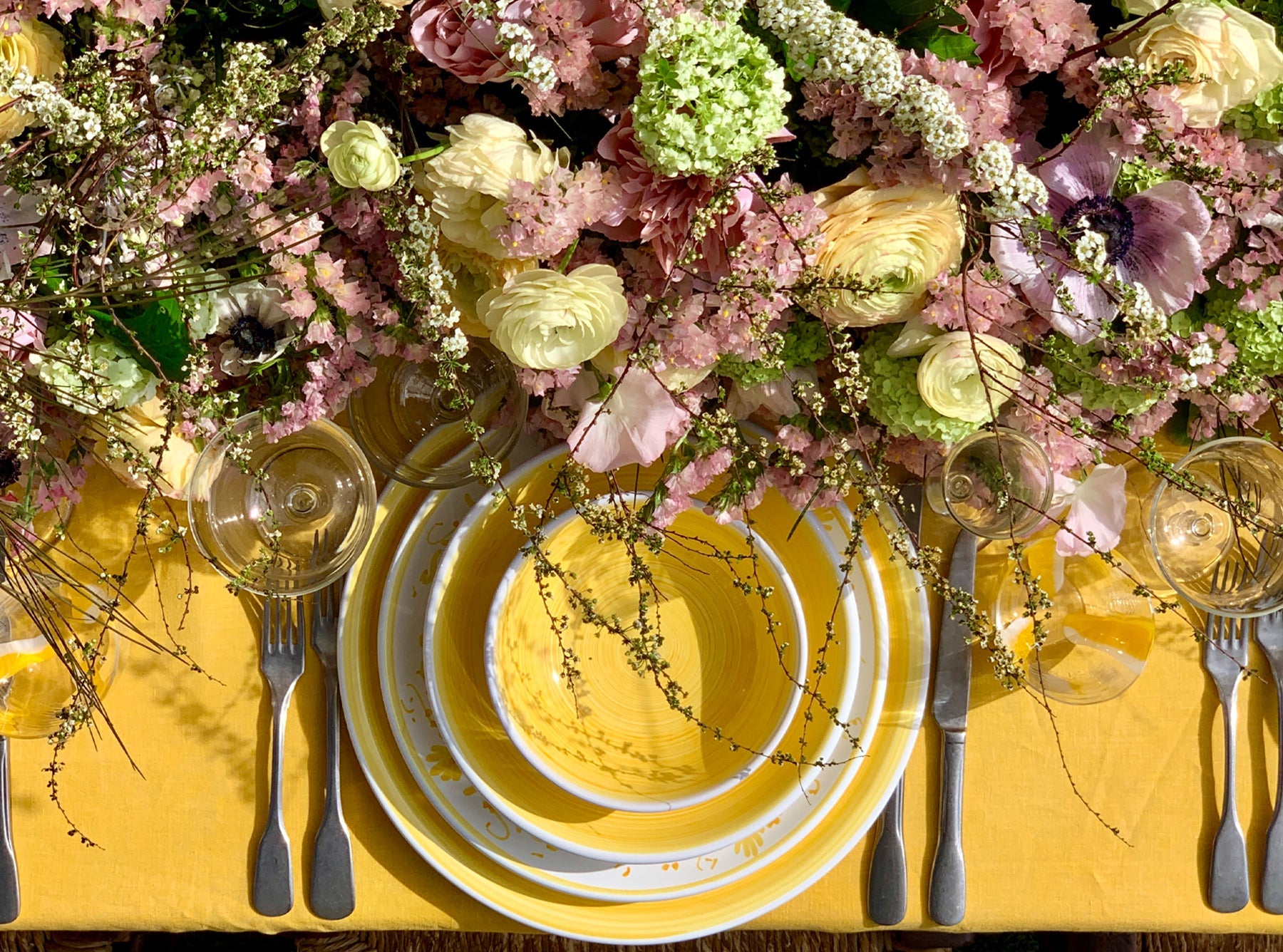 'Full Field' Linen Napkin in Lemon Yellow, 50x50cm