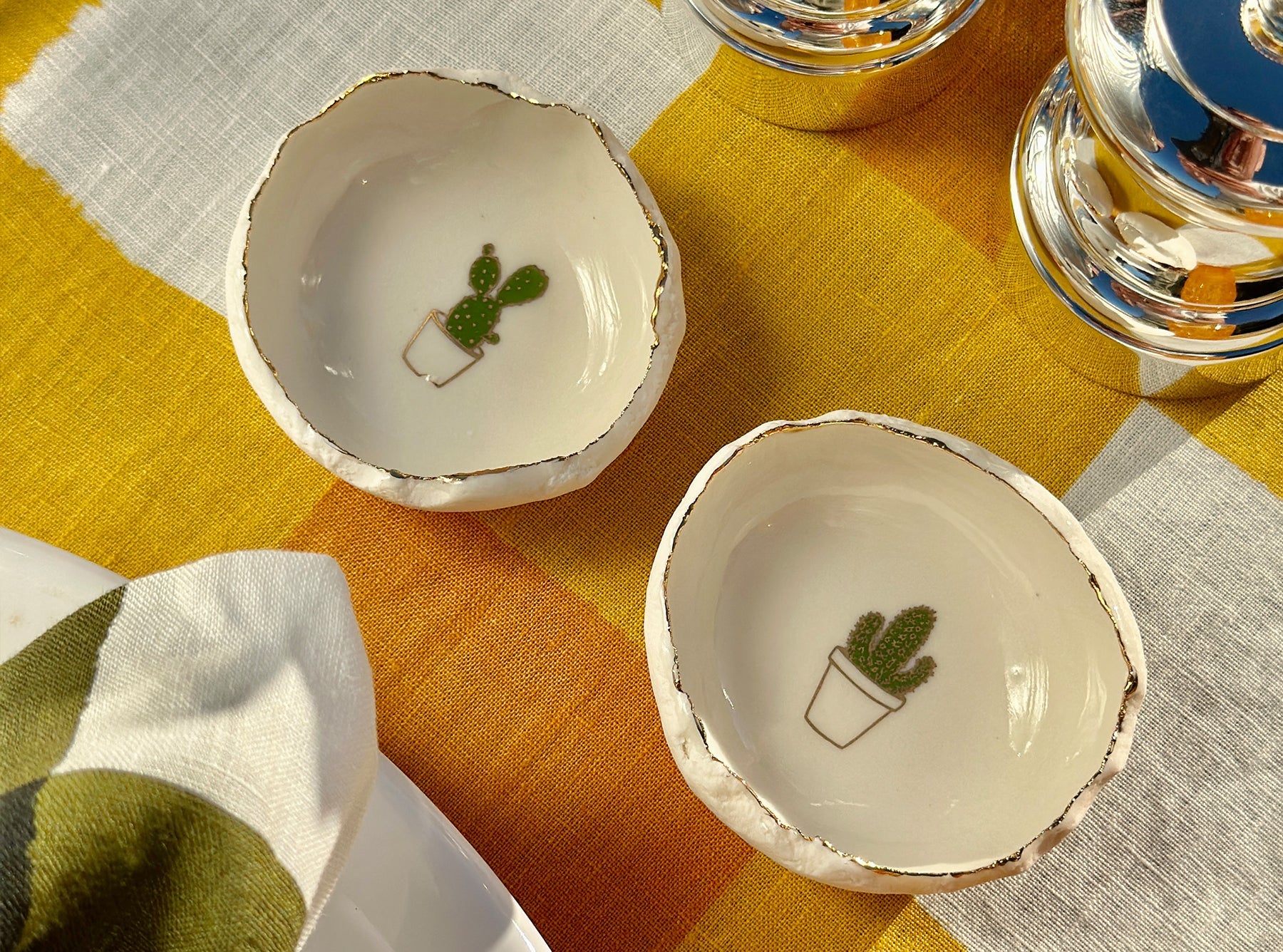 ‘Gingham’ Linen Napkin in Mustard Yellow