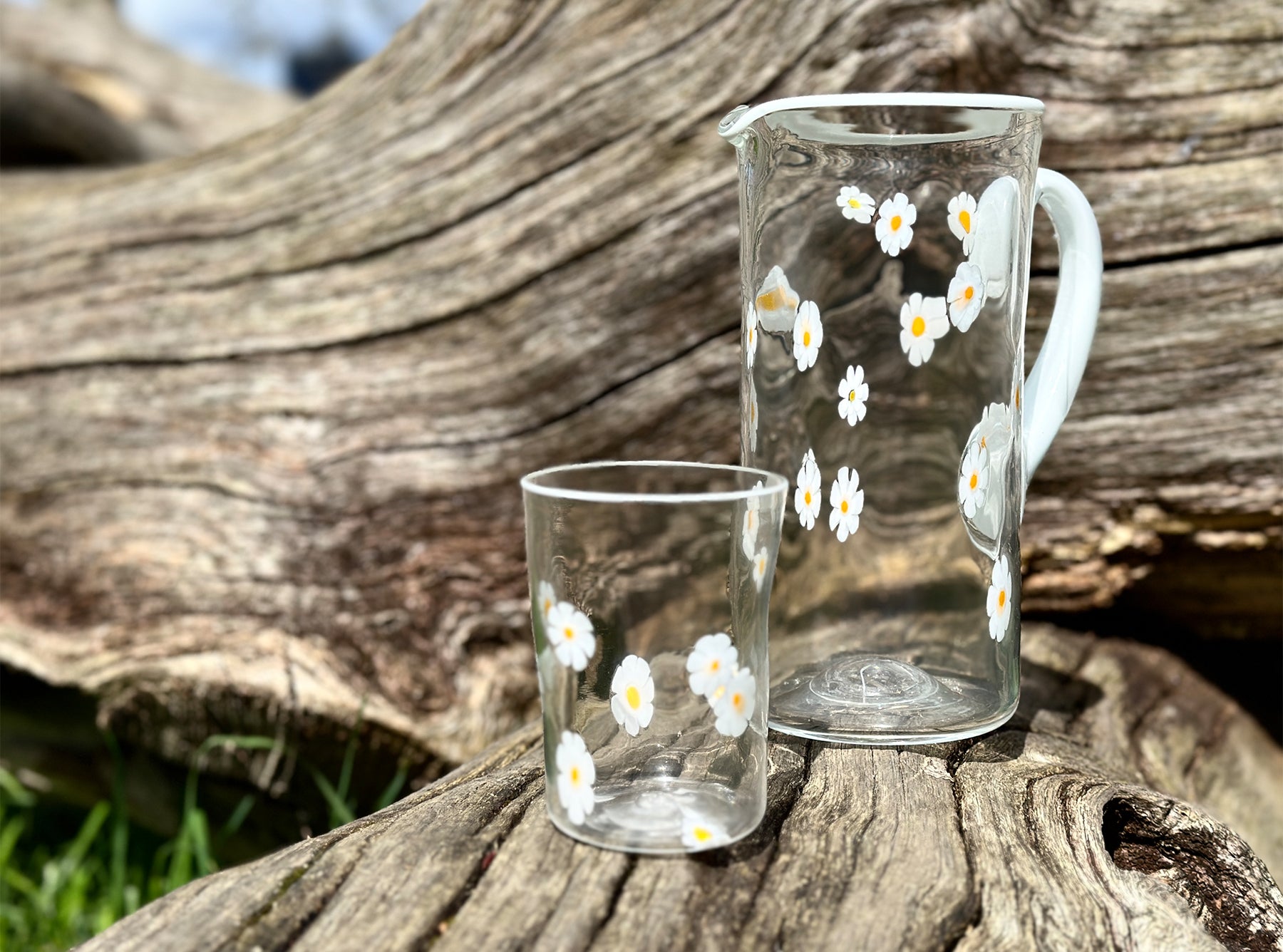 Handblown Murano Glass Daisy Tumbler