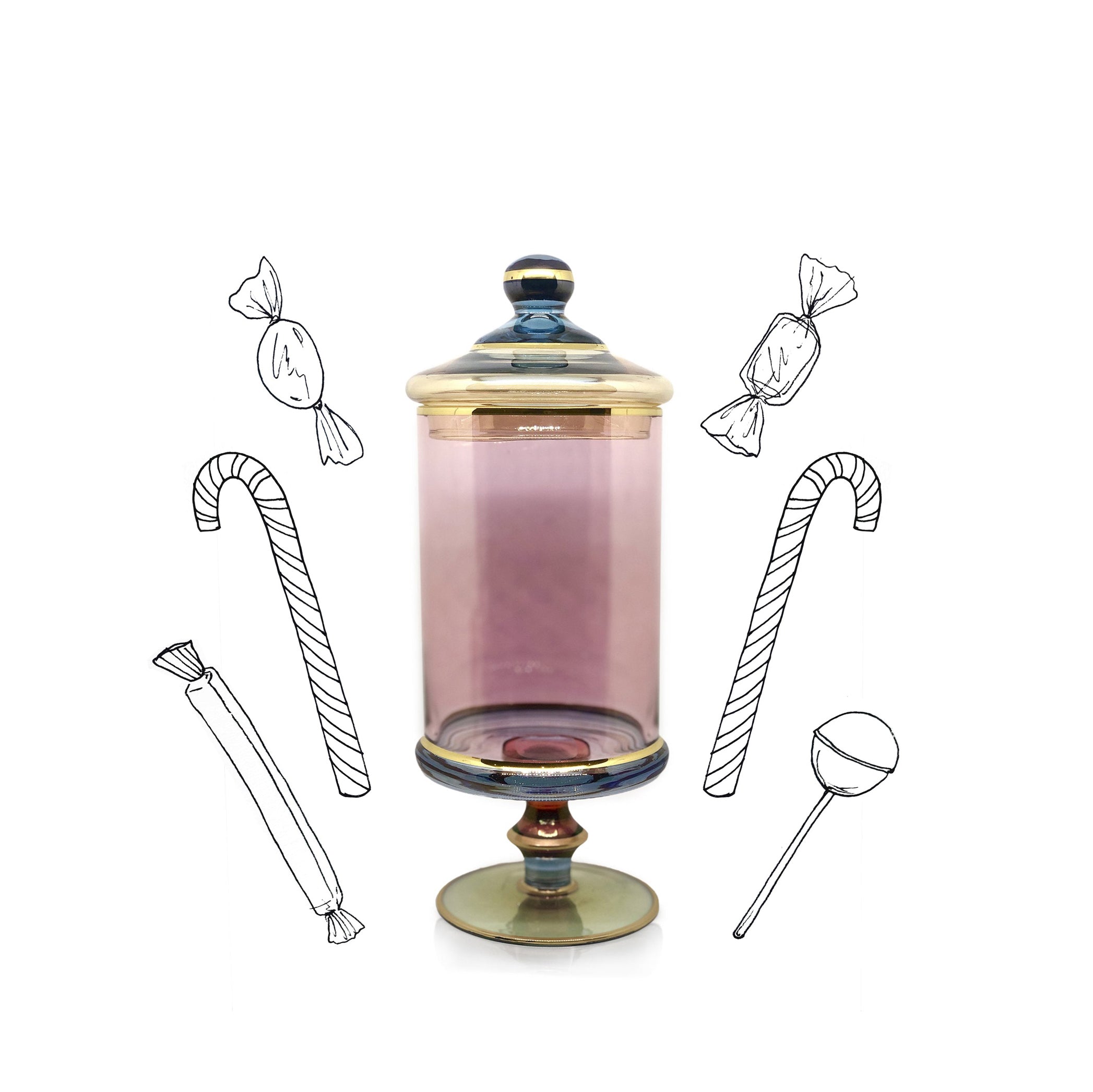 Handblown Italian Glass Box on Stand, Large, 30cm