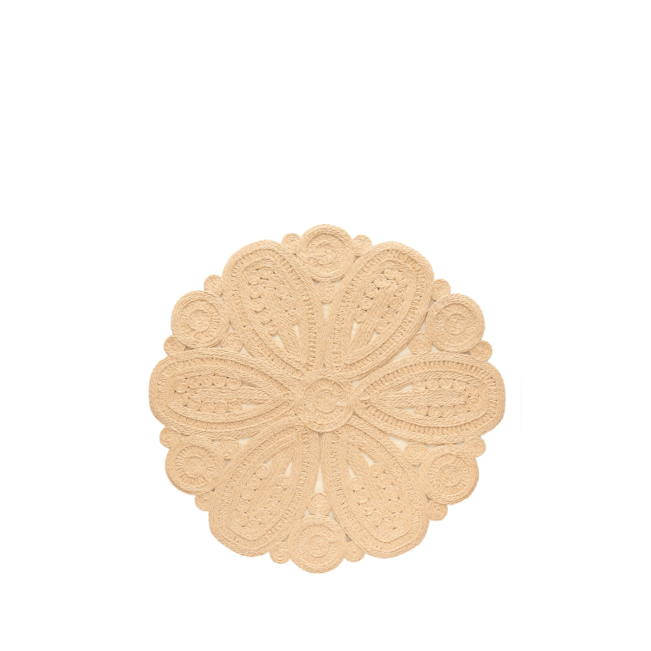 'Lena' Handwoven Flower Placemat Straw Effect, 40cm