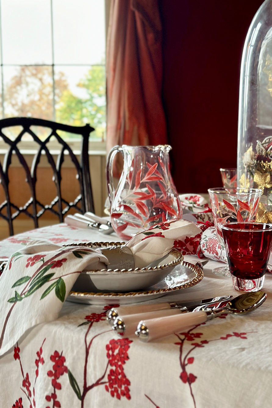 Les Airelles Round Linen Tablecloth, 260cm