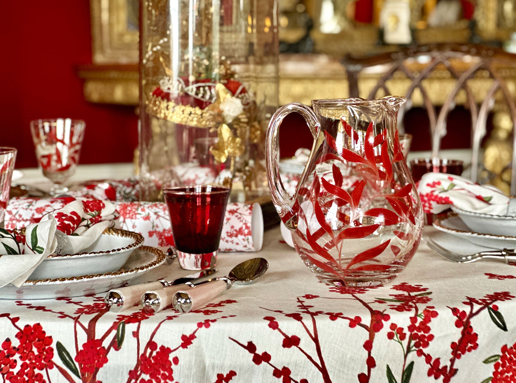 Les Airelles Round Linen Tablecloth, 260cm