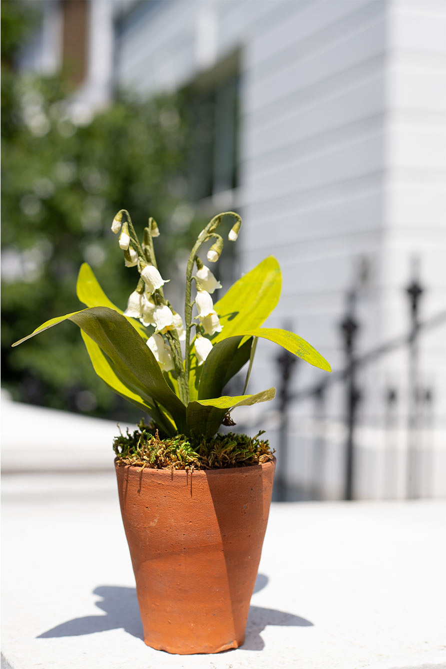 Lily of the Valley Paper Flowers & Clay Pot