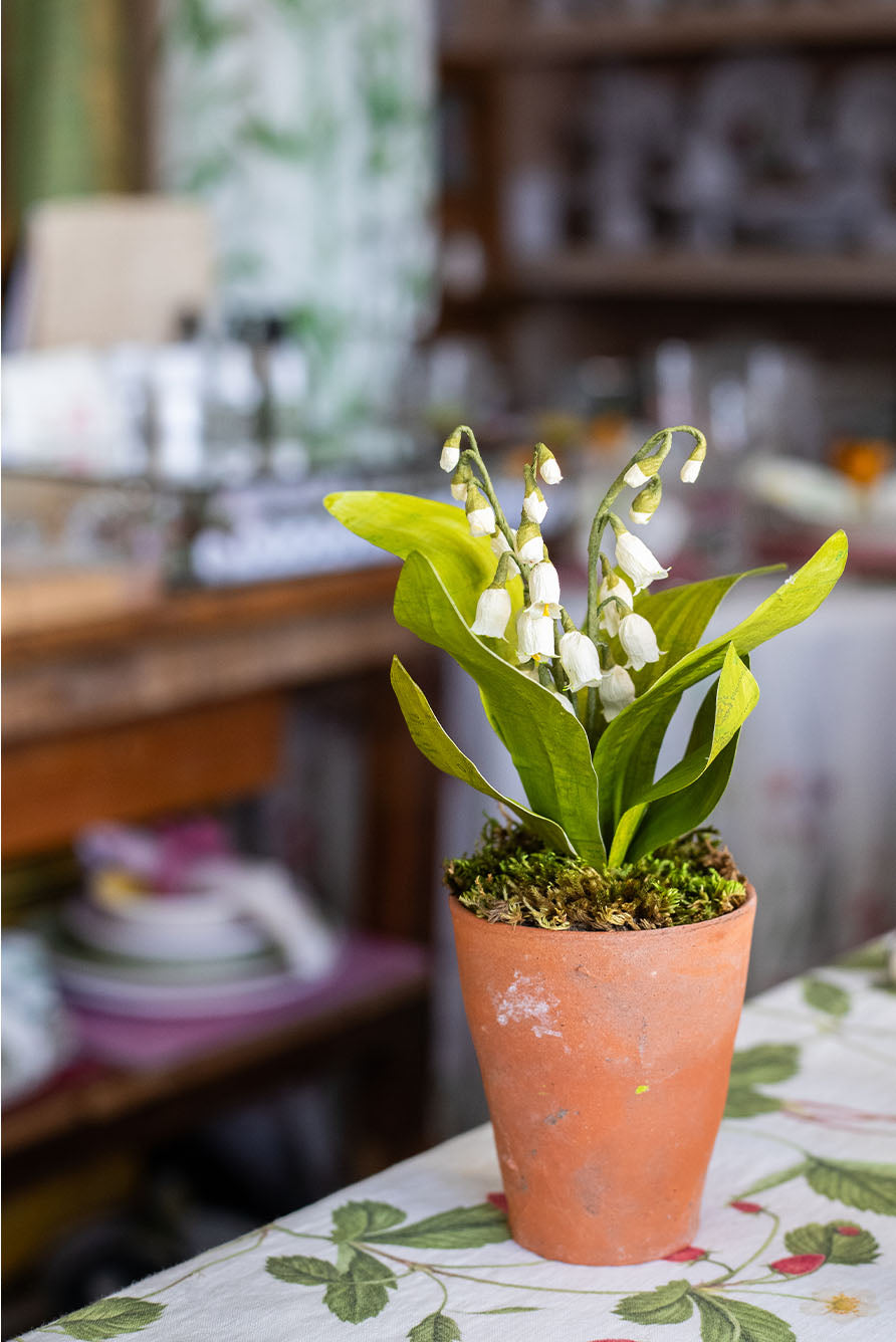 Lily of the Valley Paper Flowers & Clay Pot