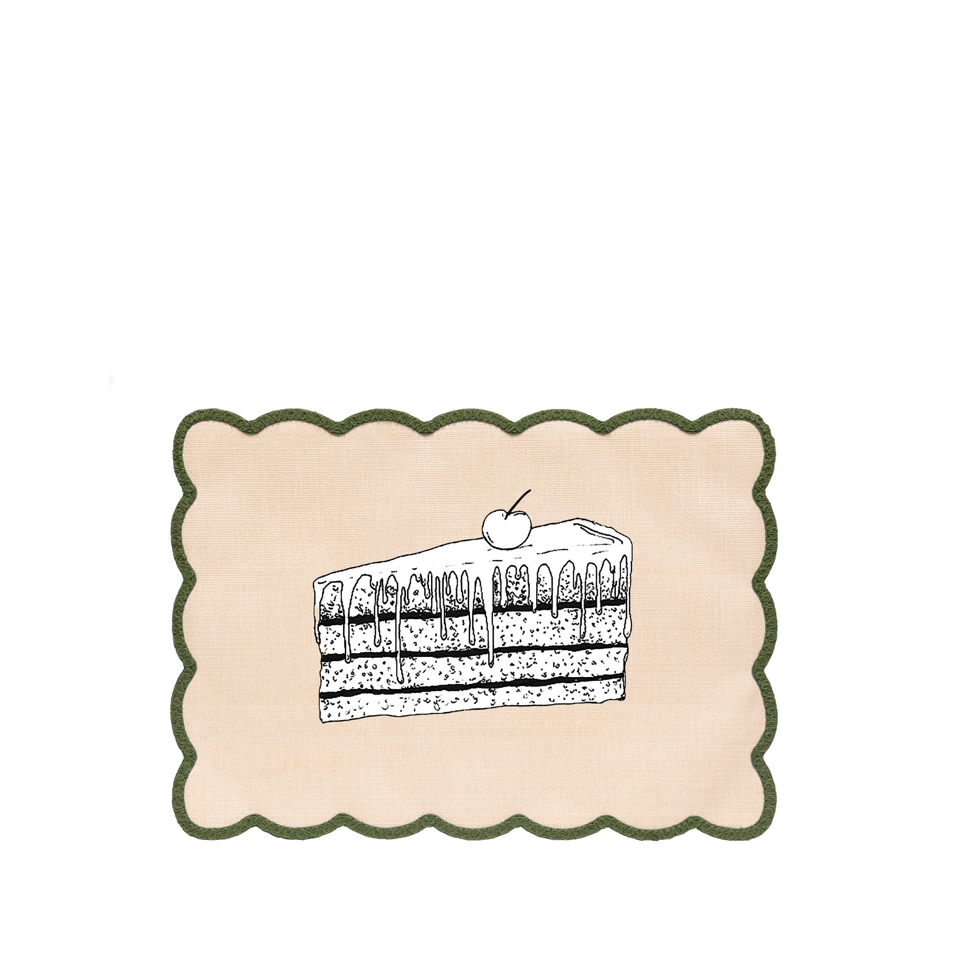 'Lola' Placemat with Scalloped Edge in Green, 35 x 50cm