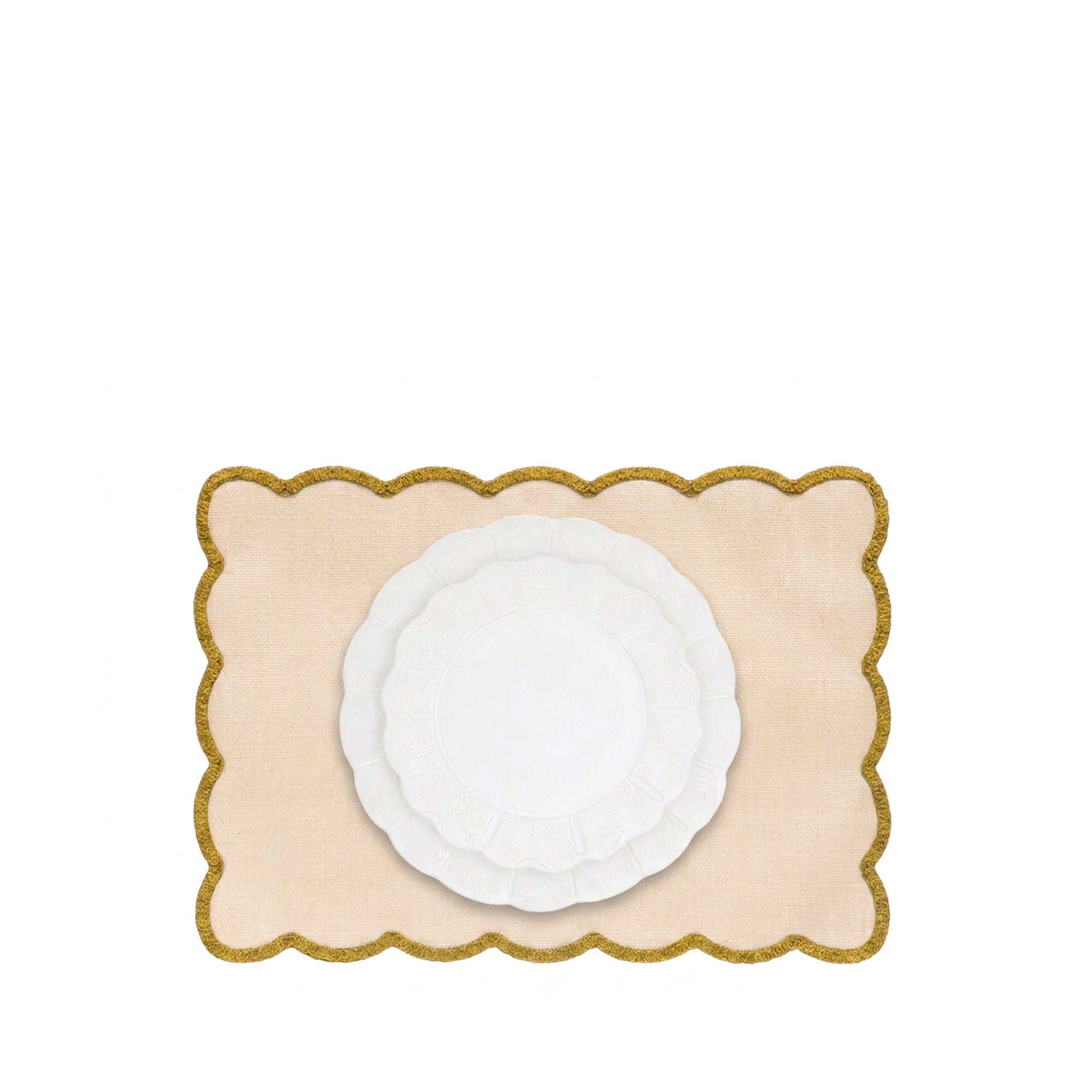 'Lola' Placemat with Scalloped Edge in Yellow, 35 x 50cm