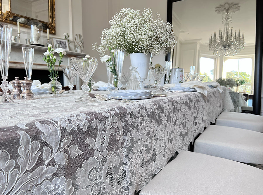 Lyon Lace Tablecloth in Ivory