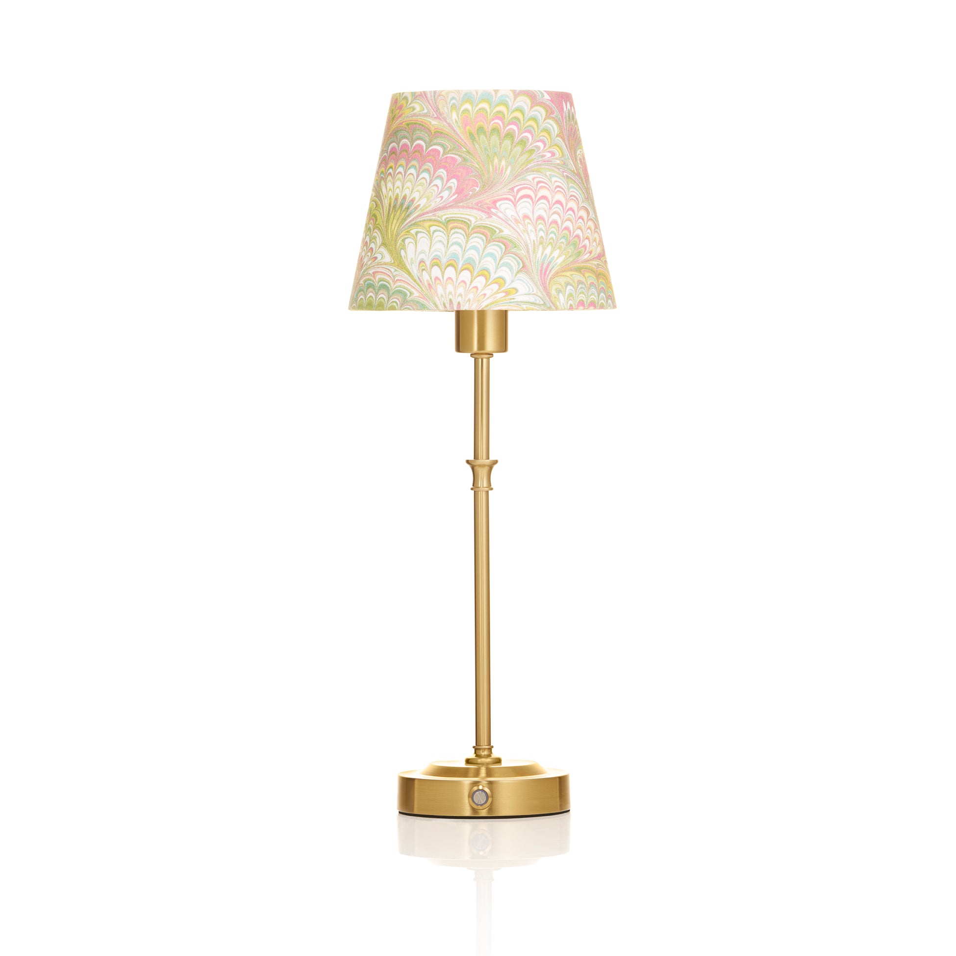 'Marble Fan' French Drum Lampshade in Pink, Green & Yellow, 10cm x 15cm x h13cm