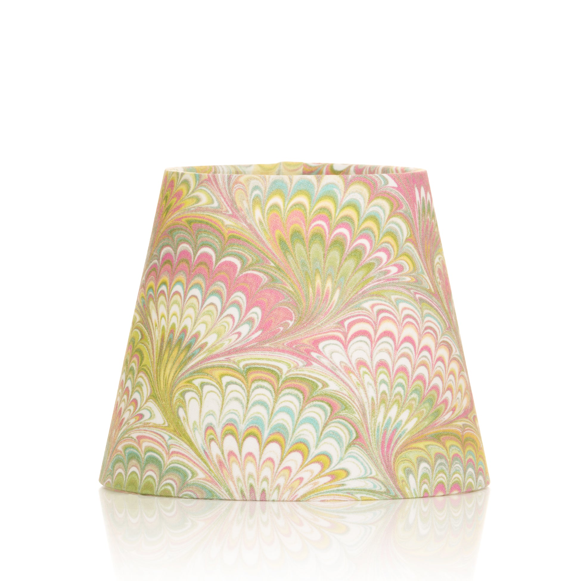 'Marble Fan' French Drum Lampshade in Pink, Green & Yellow, 10cm x 15cm x h13cm