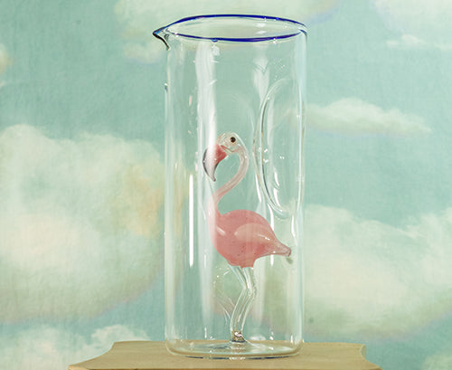Handblown Glass Flamingo Cake Stand, 30cm