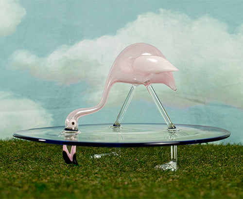 Handblown Glass Crane Cake Stand, 30cm