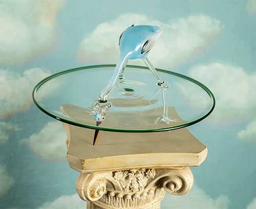 Handblown Glass Flamingo Cake Stand, 30cm