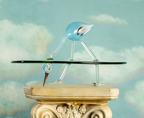 Handblown Glass Crane Cake Stand, 30cm