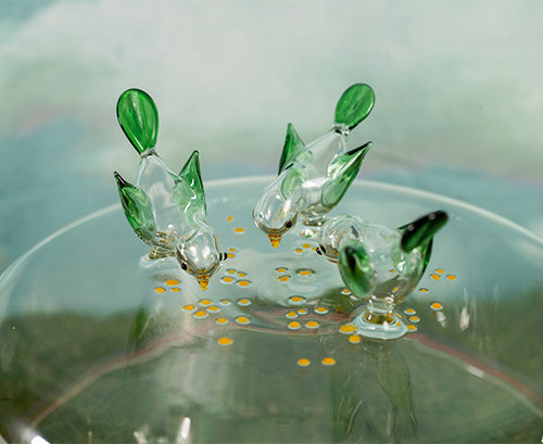 Handblown Glass Flamingo Cake Stand, 30cm