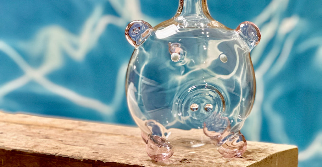 Handblown Glass Pig Decanter, 24cm