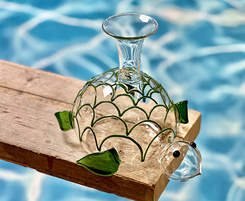 Handblown Glass Turtle Decanter, 26cm