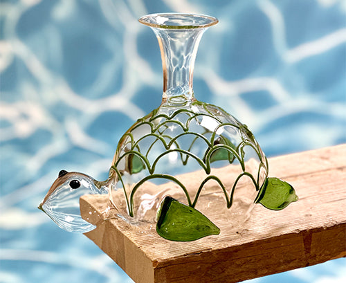 Handblown Glass Turtle Decanter, 26cm