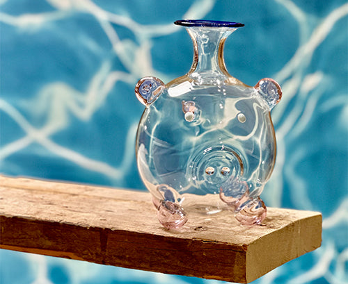 Handblown Glass Pig Decanter, 24cm