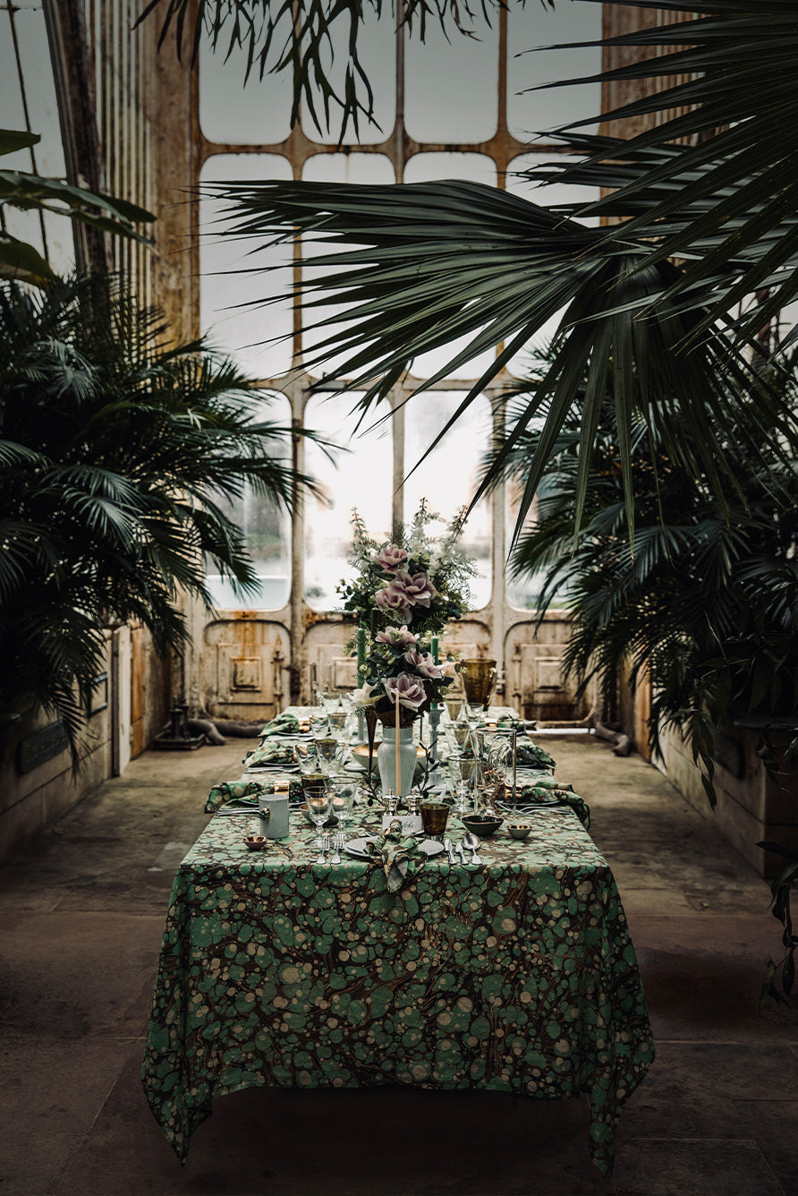 Summerill & Bishop x MatchesFashion Marble Tablecloth in Green & White
