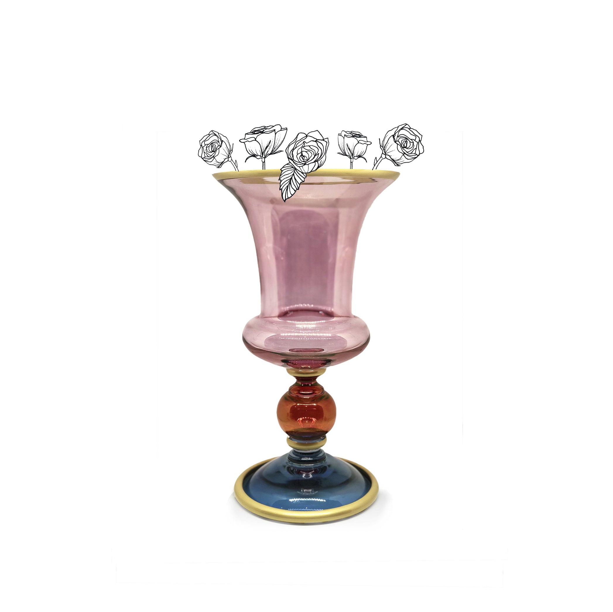 Handblown Italian Coloured Glass Medicis Vase, Small, 33cm