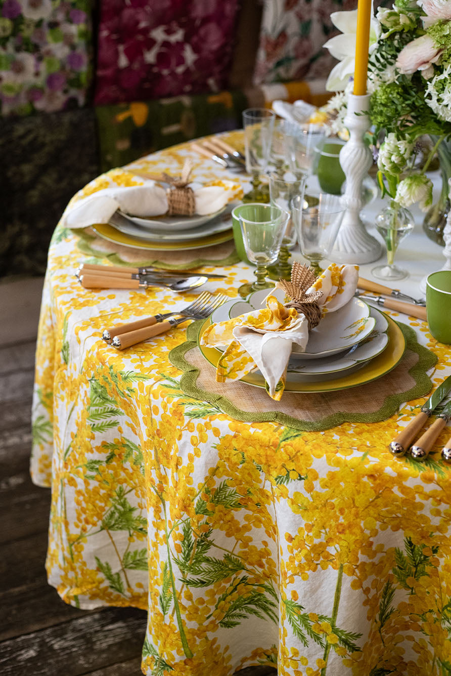 'Mimosa' Round Linen Tablecloth, 260cm