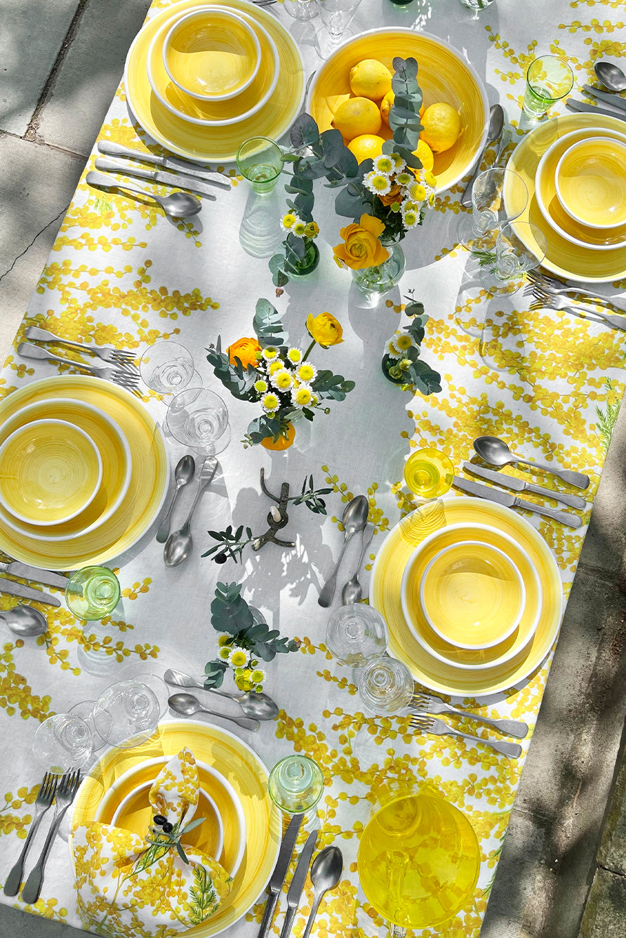 'Mimosa' Linen Tablecloth in Yellow