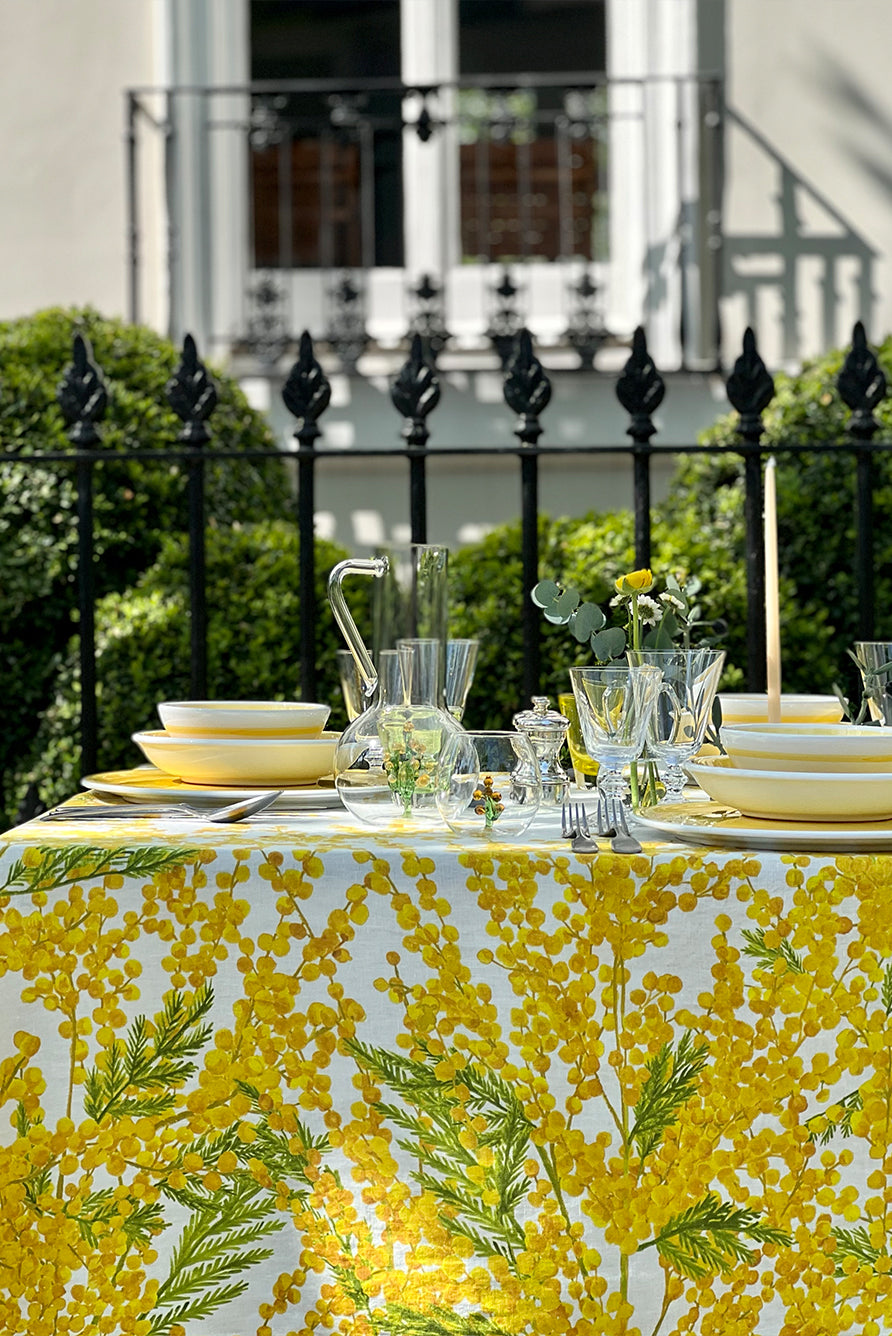 'Mimosa' Linen Tablecloth in Yellow