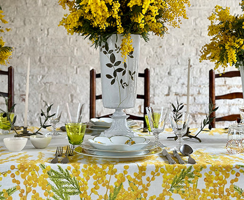 Mimosa Yellow Rim Hand-Painted Porcelain Charger Plate, 30cm