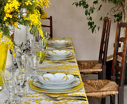 Mimosa Yellow Rim Hand-Painted Porcelain Charger Plate, 30cm