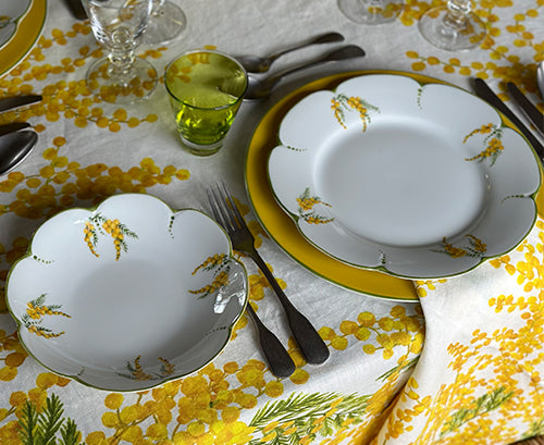Mimosa Yellow Rim Hand-Painted Porcelain Charger Plate, 30cm