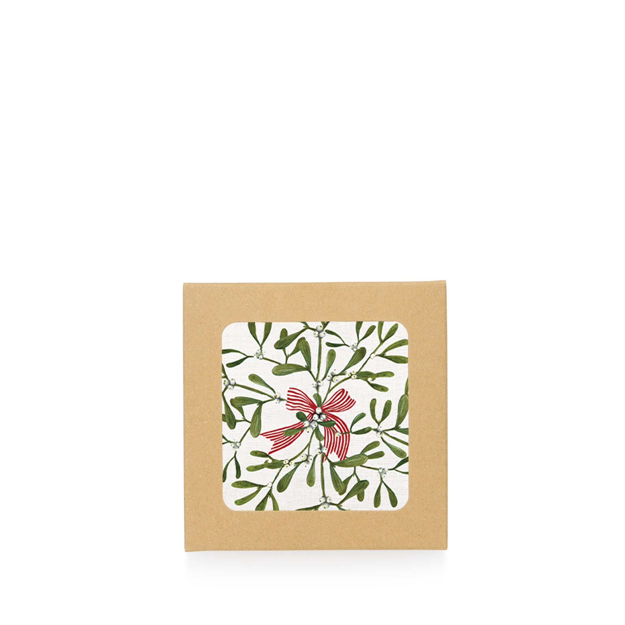 Set of 6 'Mistetoe Kiss' Cork-Backed Coasters