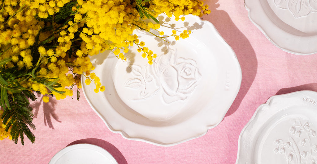 Amour Rose Dinner Plate by Astier de Villatte, 27cm