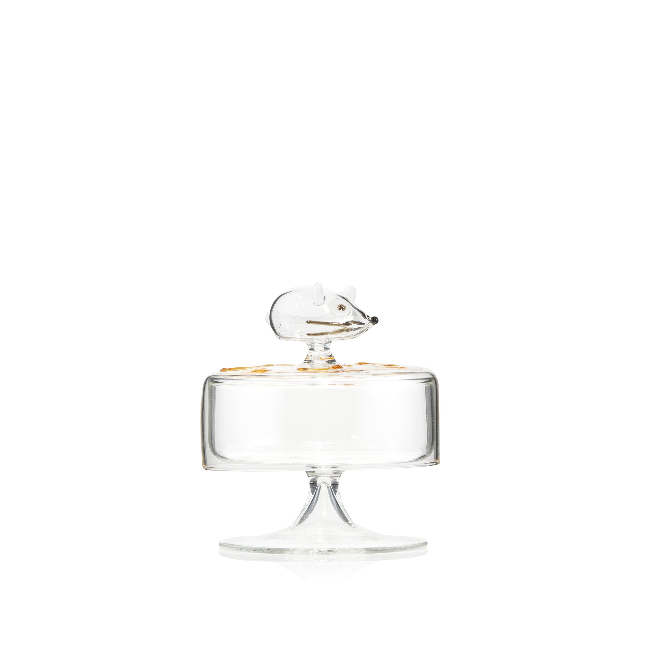 Handblown Glass Mouse Cheese Mini Serving Stand, 12.5cm