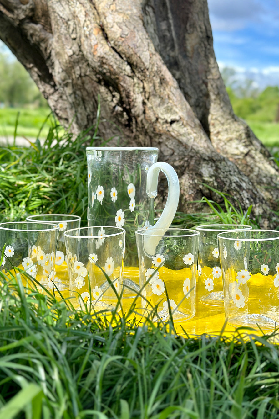 Handblown Murano Glass Daisy Tumbler