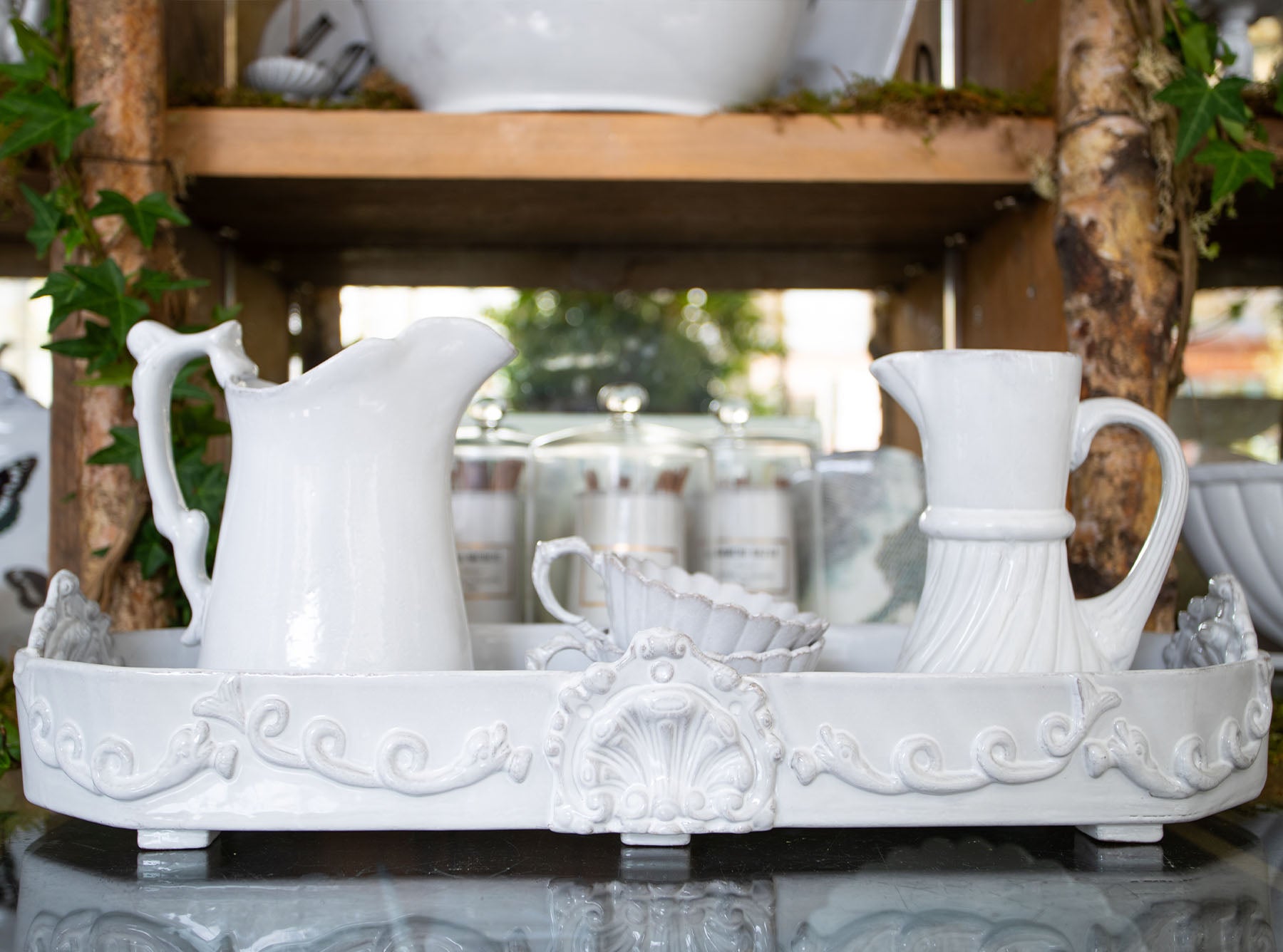 Neptune Deep Serving Platter Large by Astier de Villatte, 49 x 18.5 x 10cm