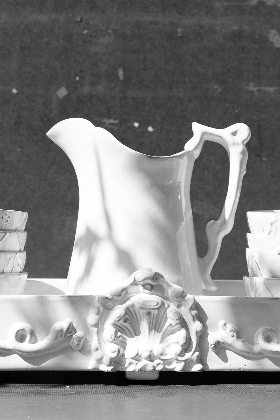 Neptune Deep Serving Platter Large by Astier de Villatte, 49 x 18.5 x 10cm