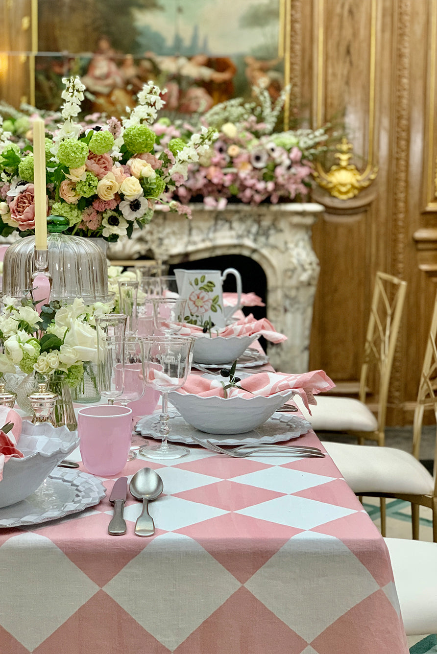 'Pink Check' Summerill & Bishop x Claridge's Linen Tablecloth
