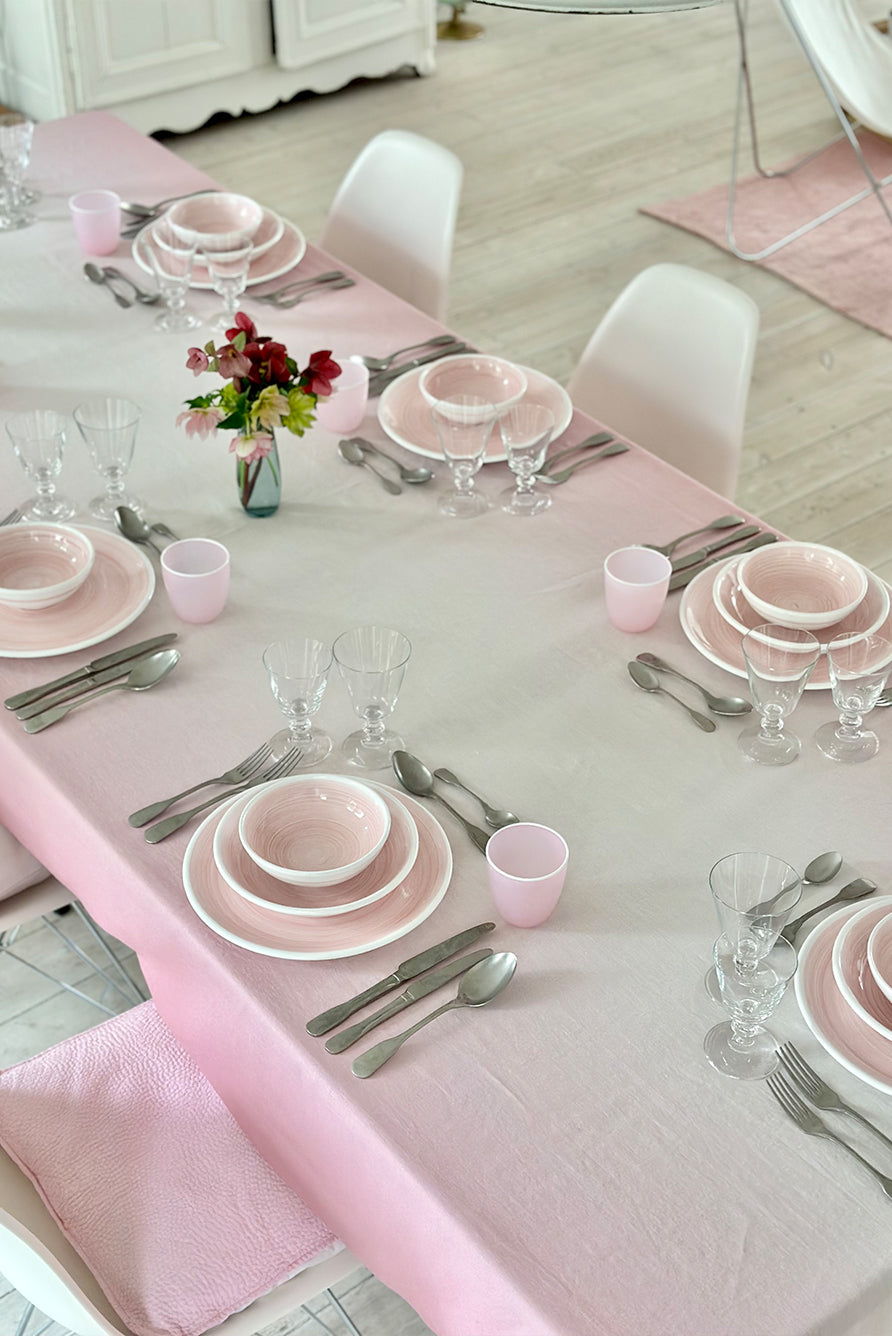 'Simply June' Fade Linen Tablecloth in Pink
