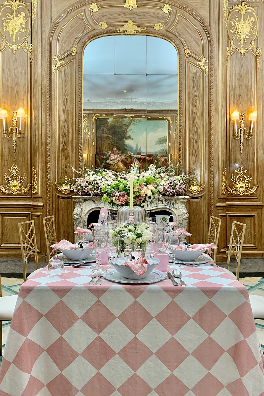'Pink Check' Summerill & Bishop x Claridge's Linen Tablecloth