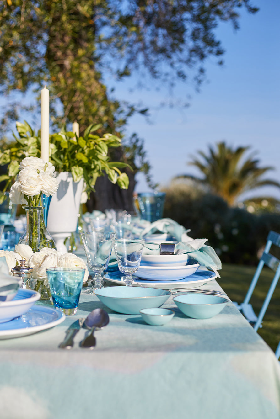 'Nuages' Cloud Linen Tablecloth in Blue