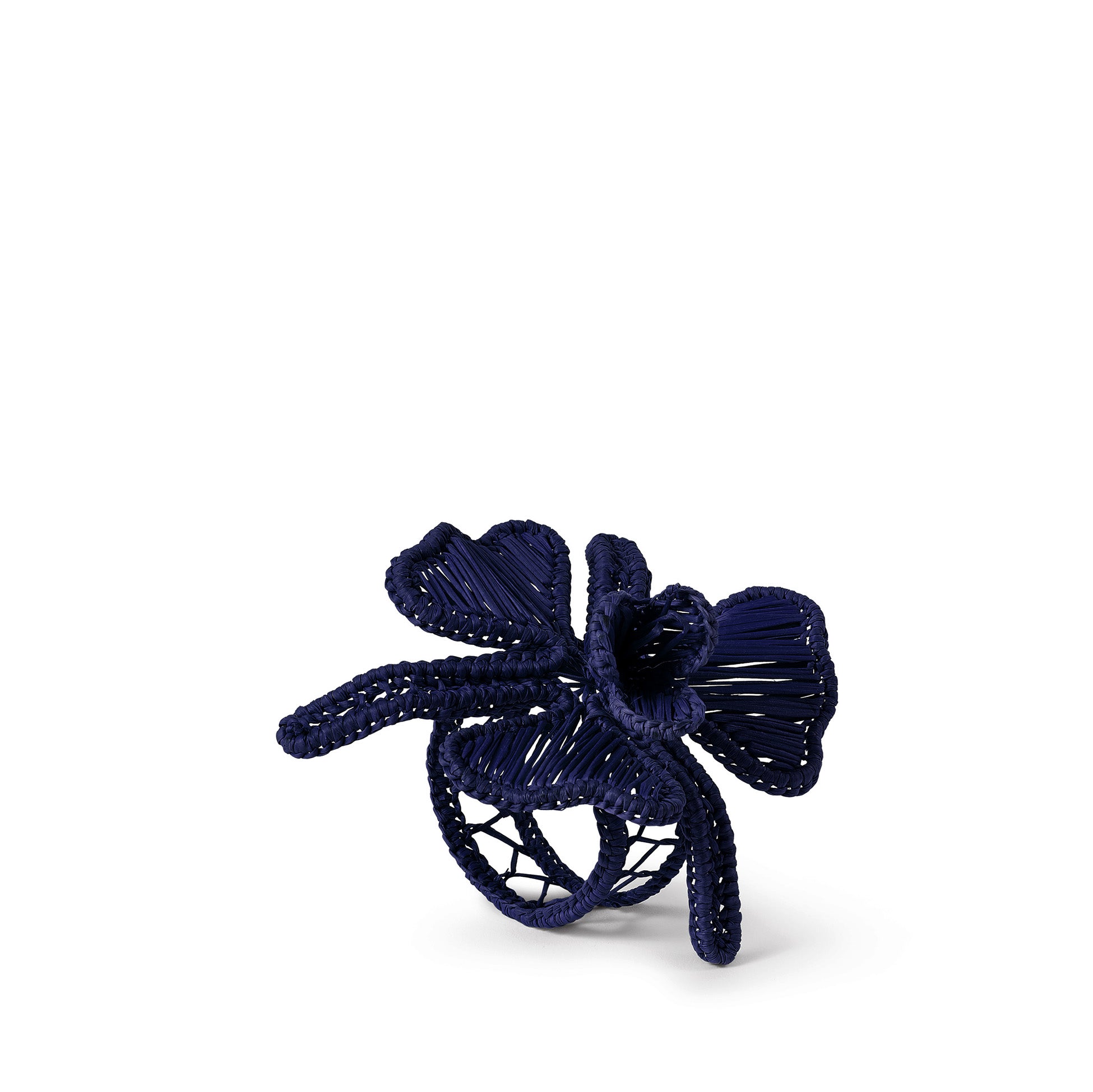 Handwoven Orchid Napkin Ring in Dark Blue