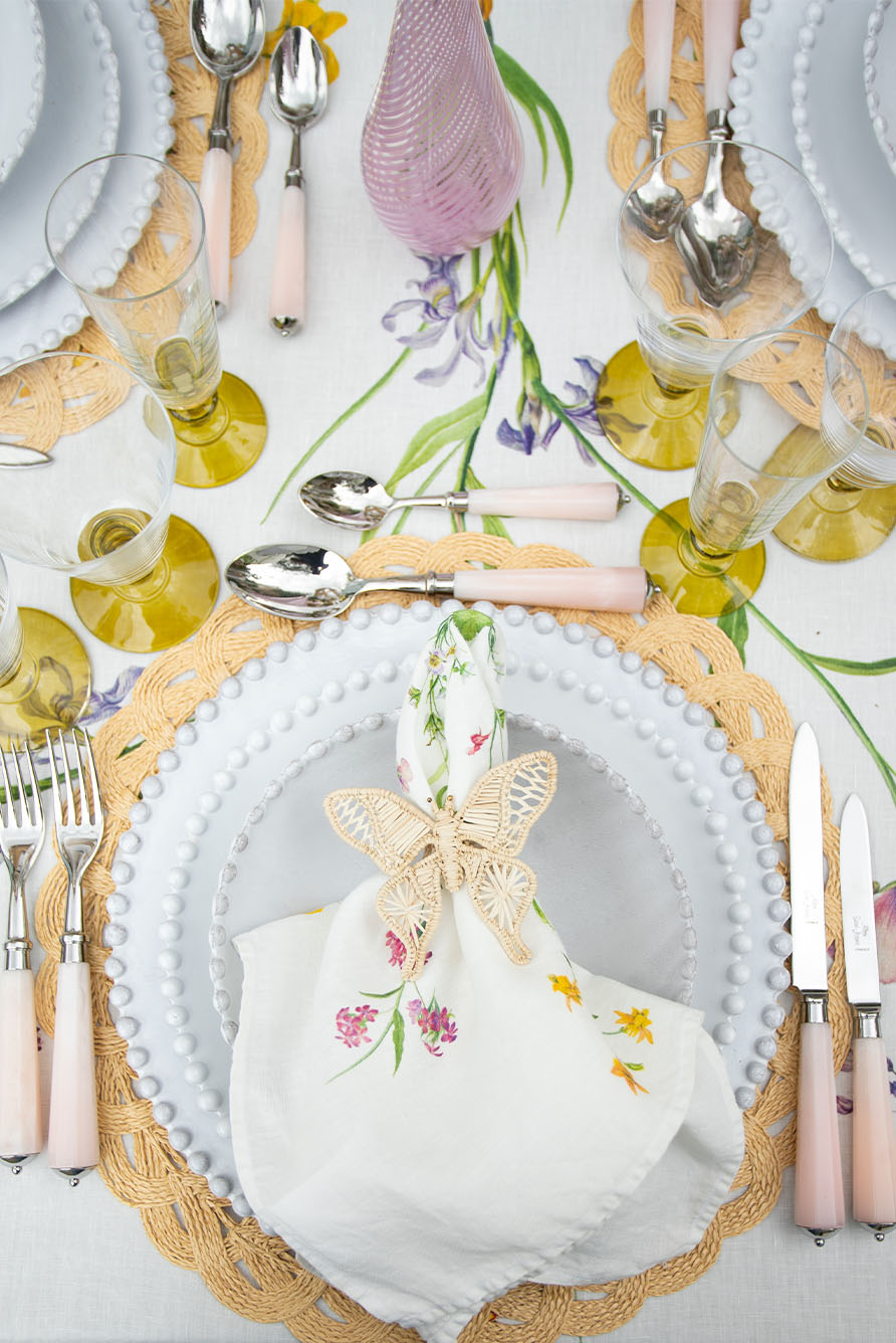 'Our June' Floral Linen Napkin, 50x50cm
