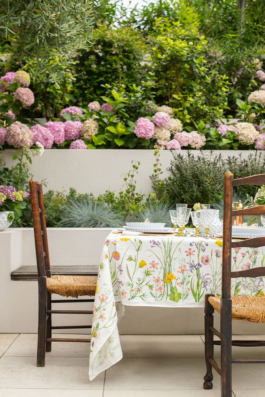 'Our June' Floral Linen Tablecloth