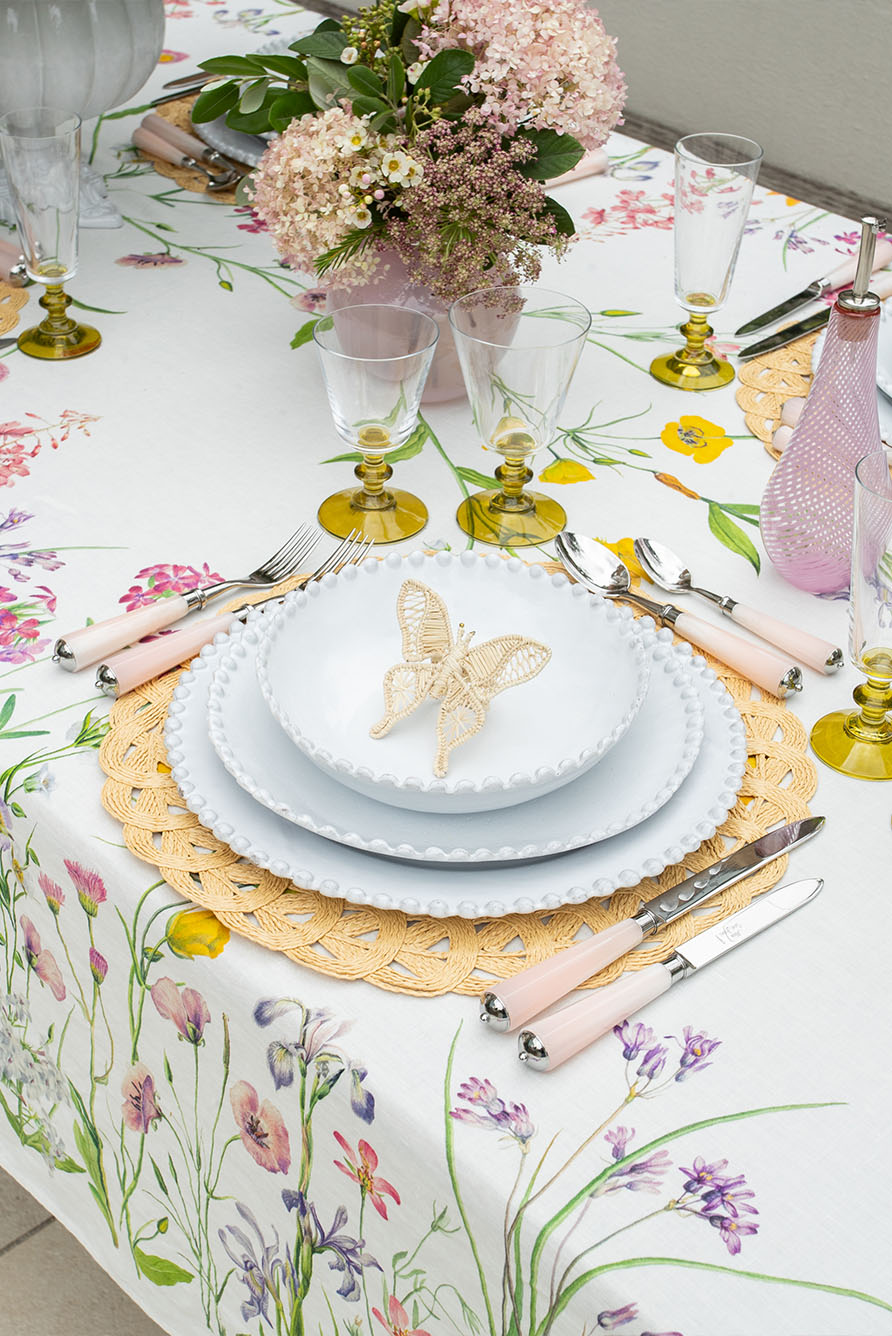 'Our June' Floral Linen Tablecloth
