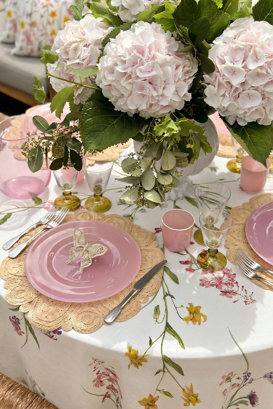 'Our June' Floral Linen Round Tablecloth, 260cm