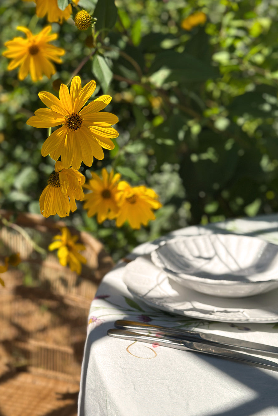 'Our June' Floral Linen Round Tablecloth, 260cm